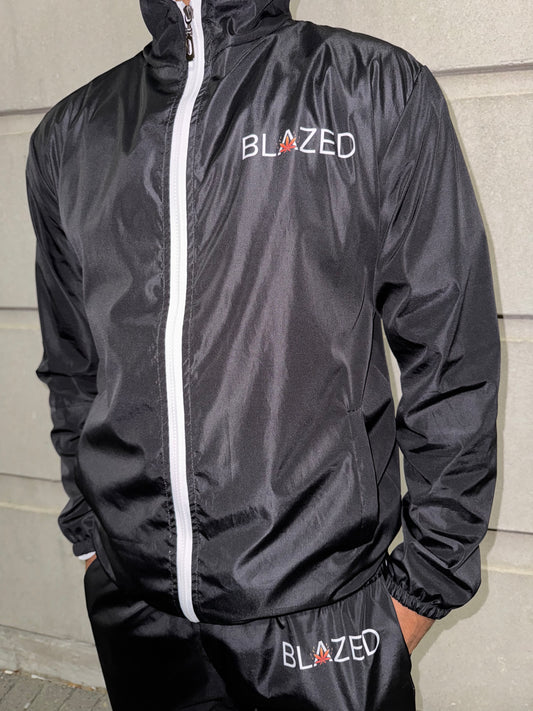 Blazed Windbreaker Tracksuit, All black windbreaker tracksuit, Tracksuit top