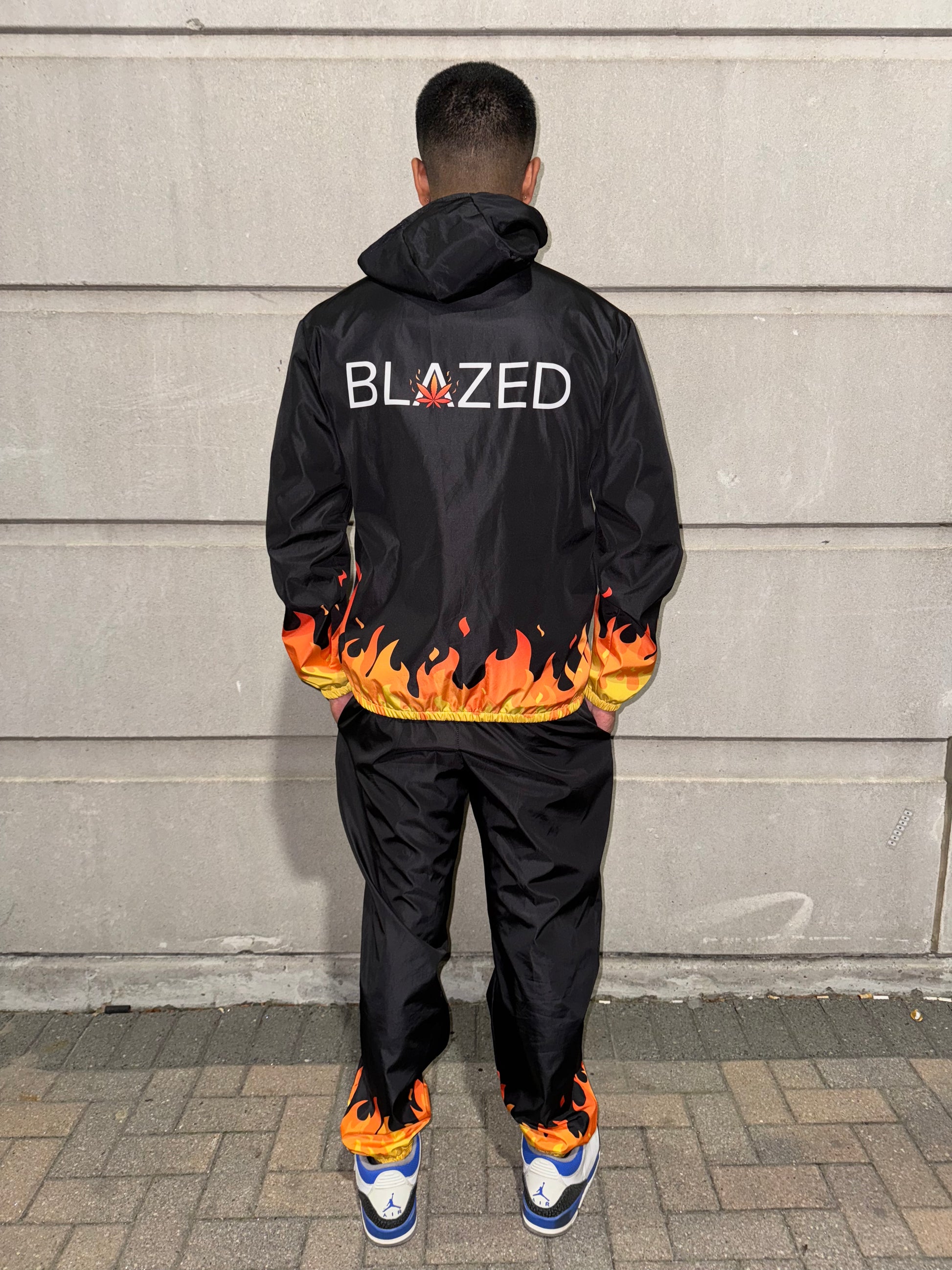 Blazed Windbreaker Tracksuit, Flame Tracksuit, Back Logo