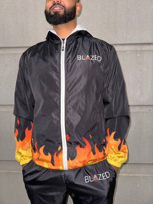 Blazed Windbreaker Tracksuit, Flame Tracksuit, Tracksuit top