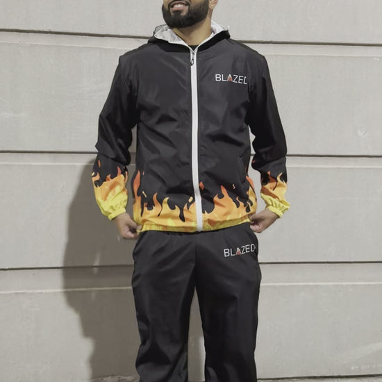 Blazed Windbreaker Tracksuit, Flame Tracksuit, Full Fit