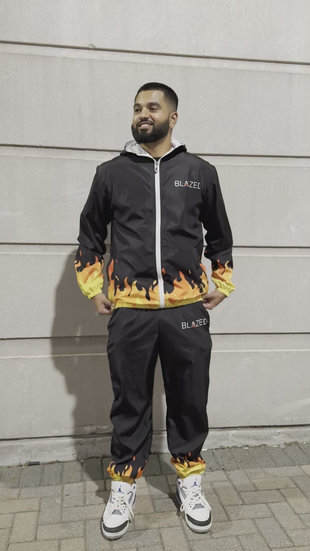 Blazed Windbreaker Tracksuit, Flame Tracksuit, Full Fit